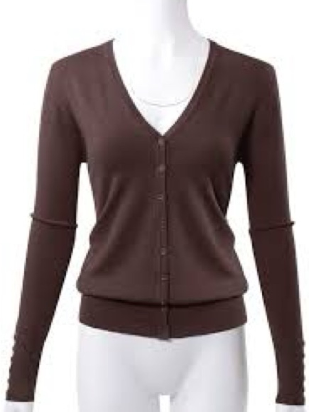 Zara Brown V-Neck Button Front Women's Cardigan